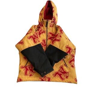 Dog & Dog Surfwear Vtg 90's Insulated 1/2 Zip Surf Hoodie Yellow Red Dog RARE